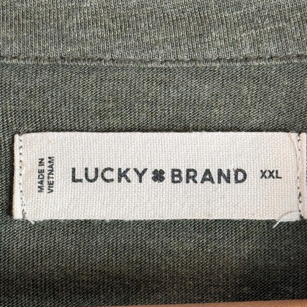 Mens Lucky Brand Henley Shirt | Size XXL | Olive Green Long Sleeve - Picture 3 of 11